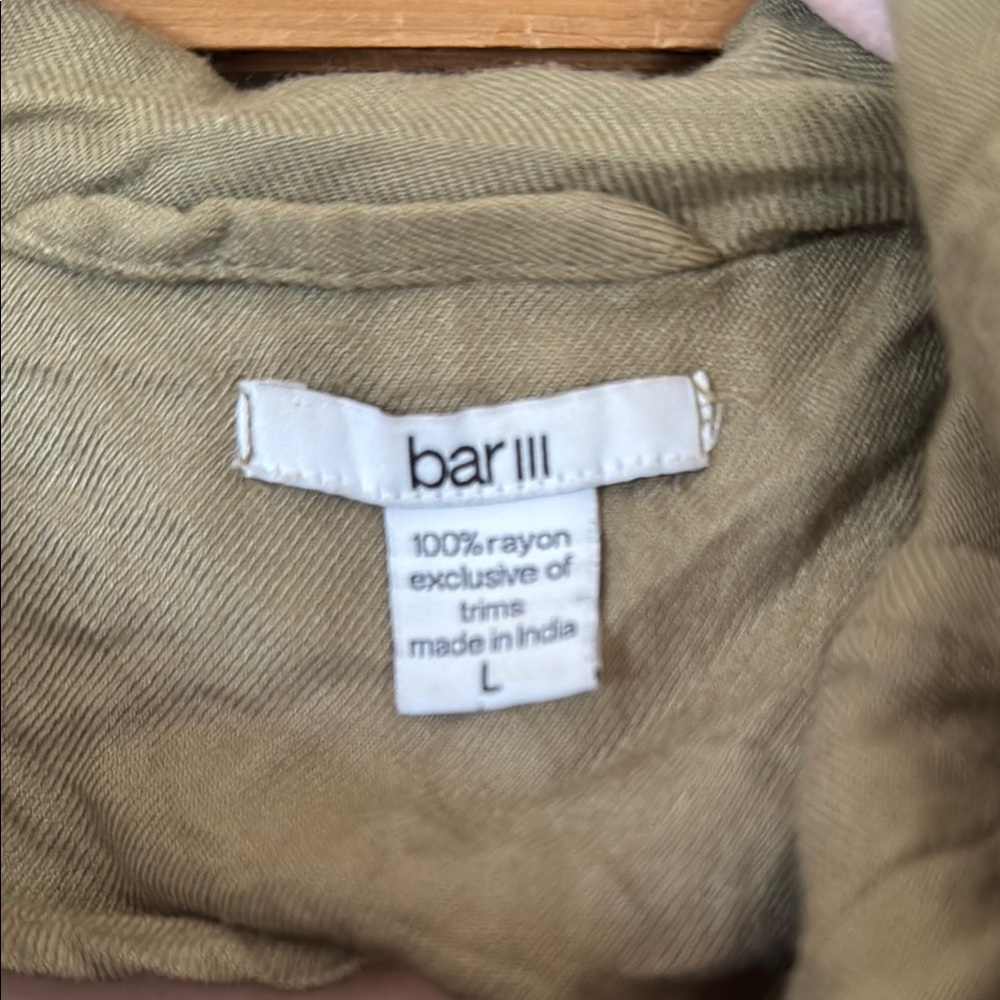 Bar III Utility Jacket Women  Green Hooded Jacket Zip Up Jacket large - Picture 2 of 3